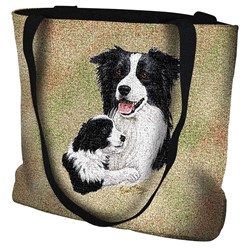 Border Collie with Puppy Tote Bag