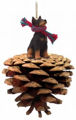 Doberman Dog Pinecone Christmas Ornament
