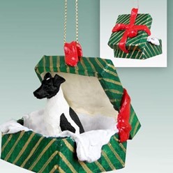 Smooth Fox Terrier Green Gift Box Ornament- click for more breed colors