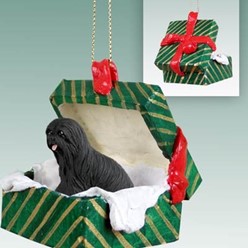 Lhasa Apso Green Gift Box Christmas Ornament- click for more breed colors