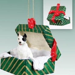 Pit Bull Green Gift Box Christmas Ornament- click for more breed colors