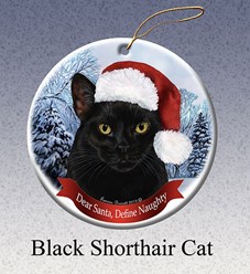 Black Cat Dear Santa Christmas Ornament