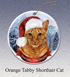 Orange Tabby Dear Santa Cat Christmas  Ornament