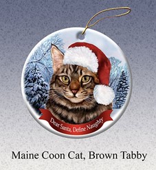 Maine Coon  Dear Santa Cat Christmas Ornament - click for more breed colors