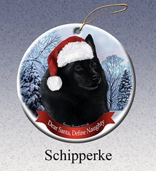 Schipperke Dear Santa Dog Christmas Ornament