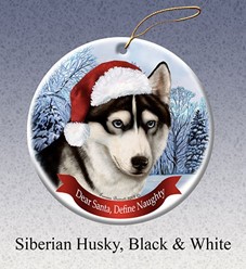 Siberian Husky Dear Santa Dog Christmas Ornament- Click for more breed options