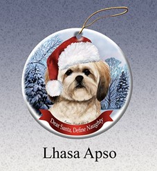 Lhasa Apso Dear Santa Dog Christmas Ornament
