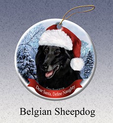 Belgian Shepherd Dear Santa Dog Christmas Ornament