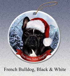 French Bulldog Dear Santa Christmas Ornament- Click for more breed colors