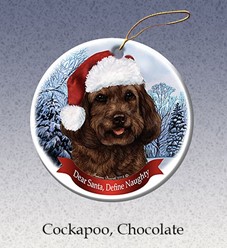 Cockapoo Dear Santa Dog Christmas Ornament- Click for more breed colors