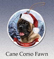 Cane Corso Dear Santa Dog Christmas Ornament- Click for more breed colors