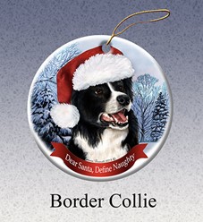 Border Collie Dear Santa Dog Christmas Ornament