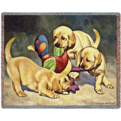 Yellow Lab Puppies Throw Blanket, Made in the USA