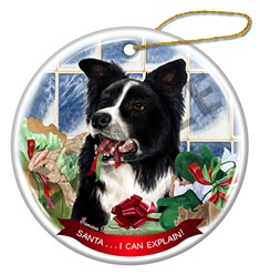 Border Collie Santa I Can Explain Dog Christmas Ornament