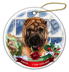 Shar Pei Santa I Can Explain Dog Christmas Ornament - click for colors