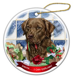 Chesapeake Bay Retriever Santa I Can Explain Dog Christmas Ornament