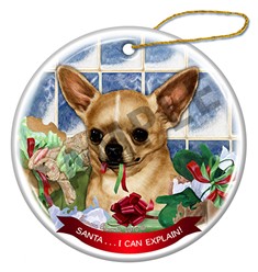 Chihuahua Santa I Can Explain Christmas Ornament - click for more colors