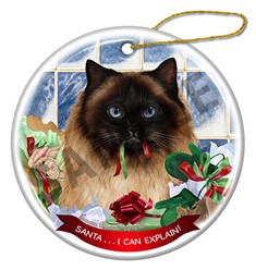 Himalayan Cat Santa I Can Explain  Christmas Ornament
