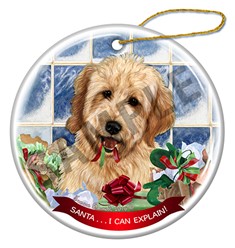 Goldendoodle Santa I Can Explain Dog Christmas Ornament