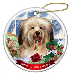 Havanese Santa I Can Explain Dog Christmas Ornament - click for breed colors
