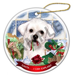 Maltese Santa I Can Explain Dog Christmas Ornament