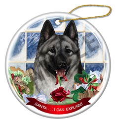 Norwegian Elkhound Santa I Can Explain Dog Christmas Ornament
