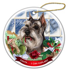 Schnauzer Cropped Santa I Can Explain Dog Ornament - click for breed colors