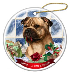 Staffordshire Bull Terrier Santa I Can Explain Christmas Ornament