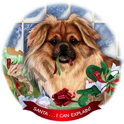 Tibetan Spaniel Santa I Can Explain Dog Christmas Ornament