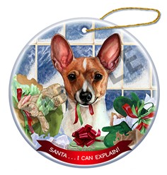 Toy Fox Terrier Santa I Can Explain Dog Christmas Ornament
