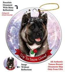 Akita Up to Snow Good Christmas Ornament- click for more breed colors