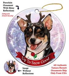 Chihuahua Up To Snow Good Christmas Ornament-click for more breed options