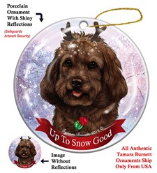 Cockapoo Up To Snow Good Christmas Ornament- click for more breed colors
