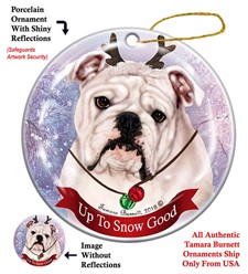 English Bulldog Up To Snow Good Christmas Ornament