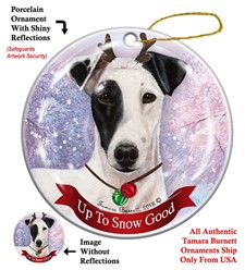 Fox Terrier Up To Snow Good Christmas Ornament- click for breed colors