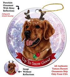 Golden Retriever Up To Snow Good Christmas Ornament- click for more breed colors