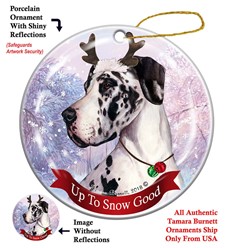 Great Dane Up to Snow Good Christmas Ornament- click for more breed colors