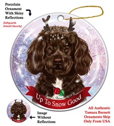 Portuguese Water Dog Up To Snow Good Christmas Ornament- click for more colors