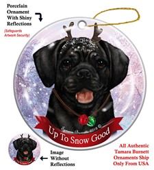 Puggle Up To Snow Good Christmas Ornament- click for more colors