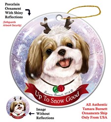 Shih Tzu Up to Snow Good Christmas Ornament- click for more breed colors