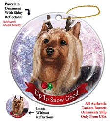 Silky Terrier Up to Snow Good Christmas Ornament