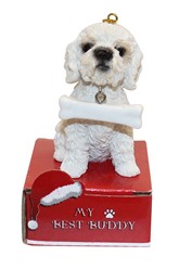 Poodle White My Best Buddy Dog Breed Christmas Ornament
