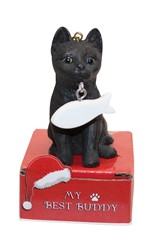 Black Cat My Best Buddy Christmas Ornament