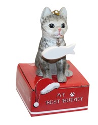 Silver Tabby Cat My Best Buddy Christmas Ornament