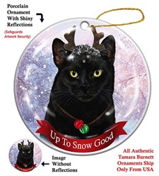 Black Cat Up To Snow Good Christmas Ornament