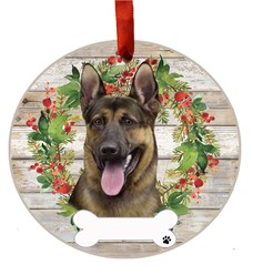 German Shepherd Dog Breed Wreath Christmas Ornament - click for breed options
