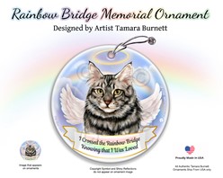 Silver Tabby Cat Rainbow Bridge Memorial Ornament