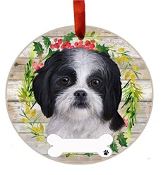 Shih Tzu Dog Breed Wreath Christmas Ornament-click for more breed options
