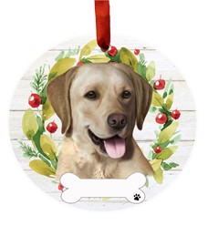 Yellow Labrador Dog Breed Wreath Christmas Ornament - click for breed options