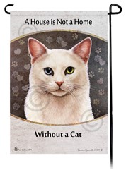White Cat with Odd Eyes House is Not a Home Garden Flag
